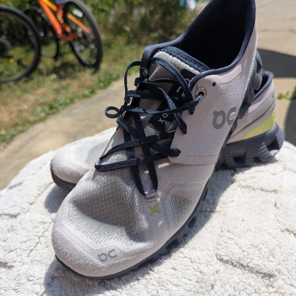 On Running Women's Sneakers - Light Pink, Gray, Neon Yellow